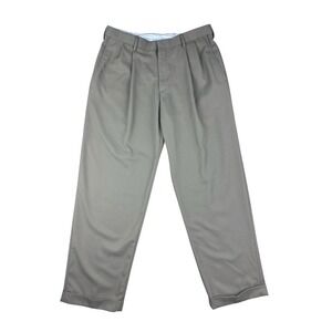 Haggar Classic Fit Khaki Pleated Dress Pants Cuffed 34x29 Trousers Office